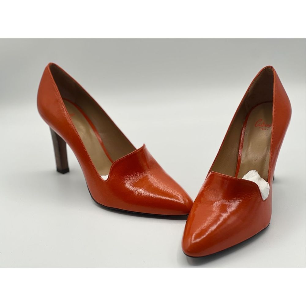 Rare New Castaner Women's Leather Pointed Stiletto High Heel Pumps Orange